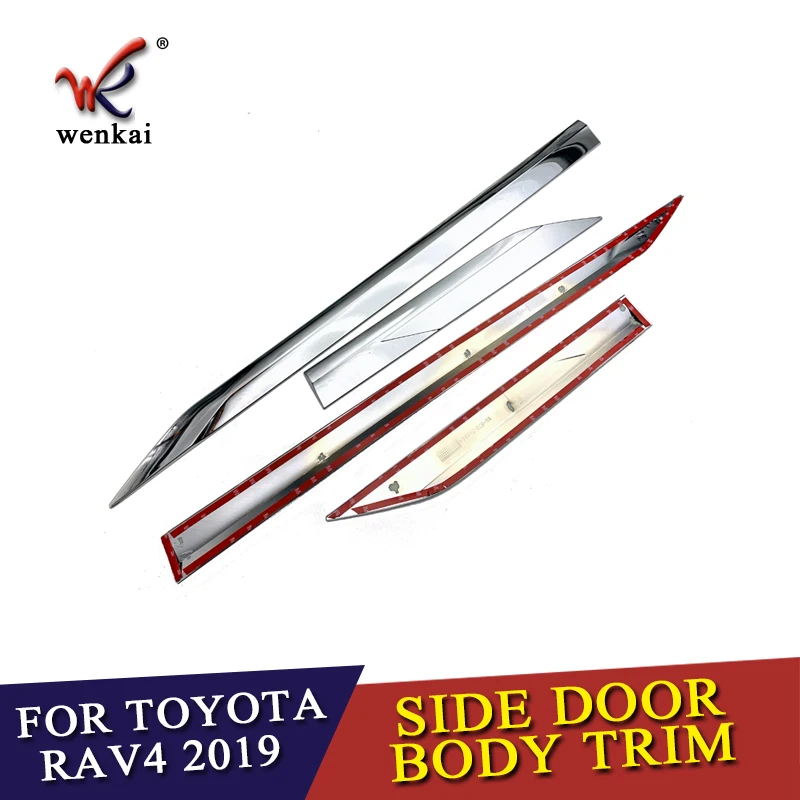 ABS Chrome Door Body Molding Fit For Toyota RAV4 2019 2020 Car Accessories Side Strips Trim Cover