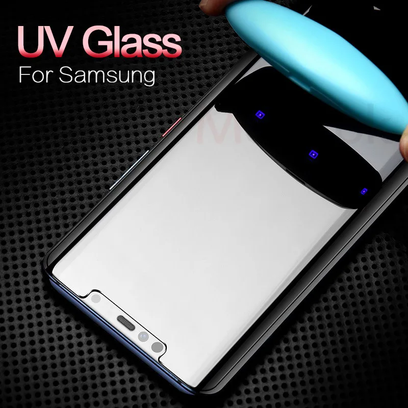 100D УФ жидкое изогнутое полное клеевое закаленное стекло для samsung Galaxy S8 S9 S10 Plus Lite Note 8 9 10 защита экрана полное покрытие
