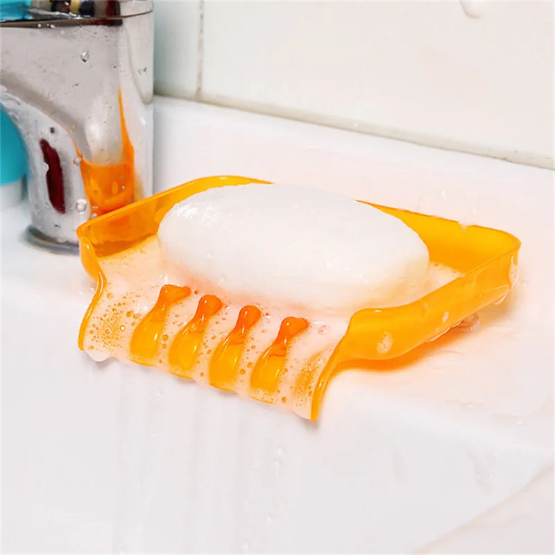 1pcs Colorful Sucker Bathroom Kitchen Sink Sponge Drainage Soap Draining Soap Box Kitchen Accessories 4 Colors