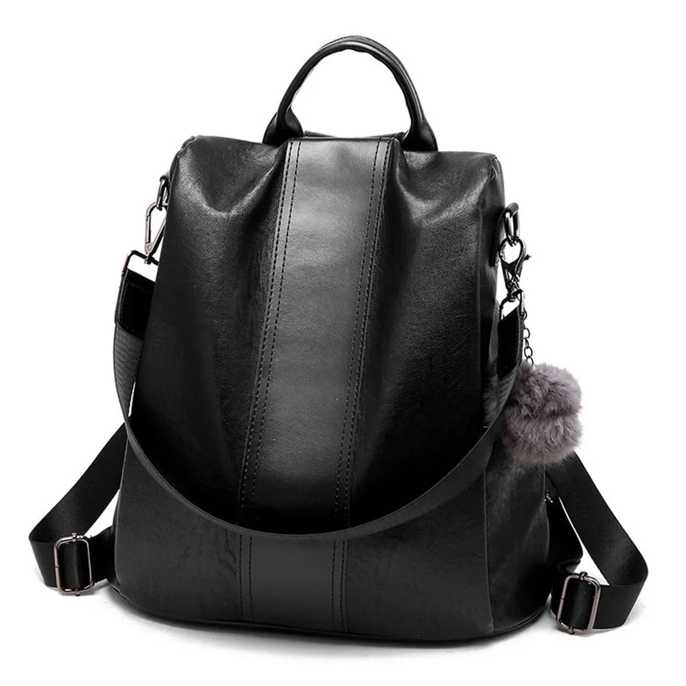 Herald Модные Качественные винтажные рюкзаки, повседневные кожаные женские противоугонные рюкзаки, женские большие вместительные дорожные сумки через плечо - Цвет: Черный