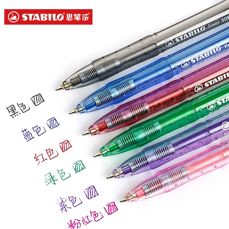 

STABILO Ballpoint Pen 308 Colored Scriptliner Pens 0.38mm Press Plastic Gel Neutral Oil Caneta Student Office Writing Stationery