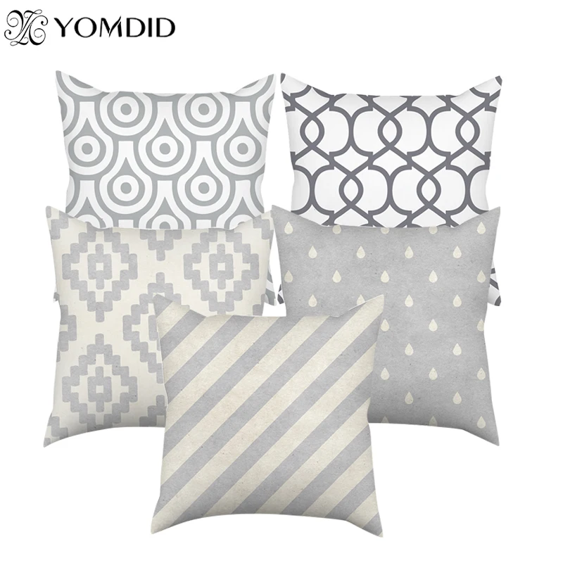 Geometric Cushion Covers Gray Wave Decorative Pillow Case For Home Chair Sofa Decoration Square Pillowcases cuscini decorativi | Дом и сад