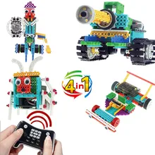 4 in 1 Remote control RC Tanks/Knight/6 foot insect/F1 racing car 237pcs Building blocks assembly electronic toy model kids gift