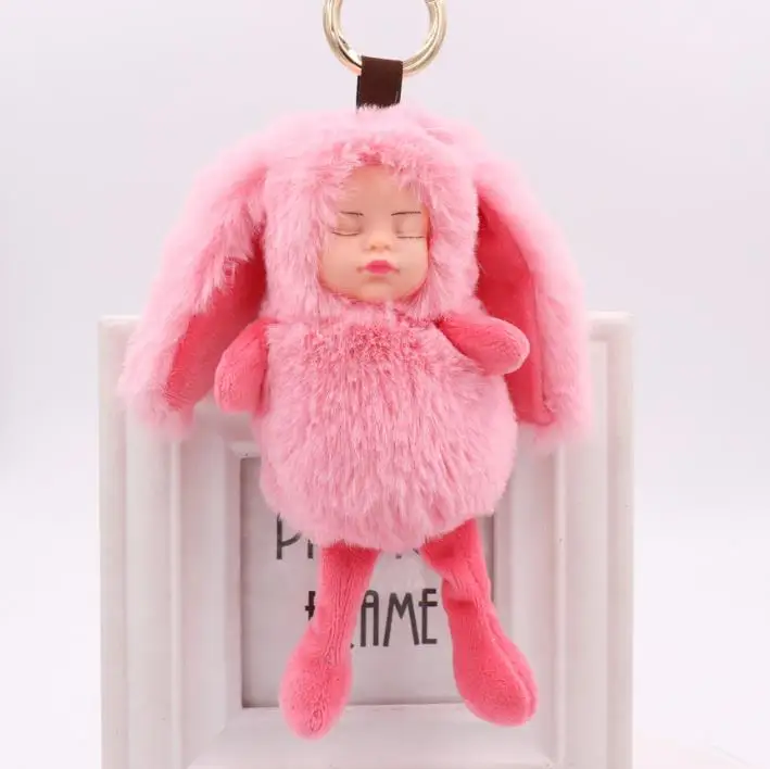 Большой размер Спящая Детская кукла брелок с кроличьими ушками плюшевые украшения для свадьбы брелок-игрушка украшение автомобиля