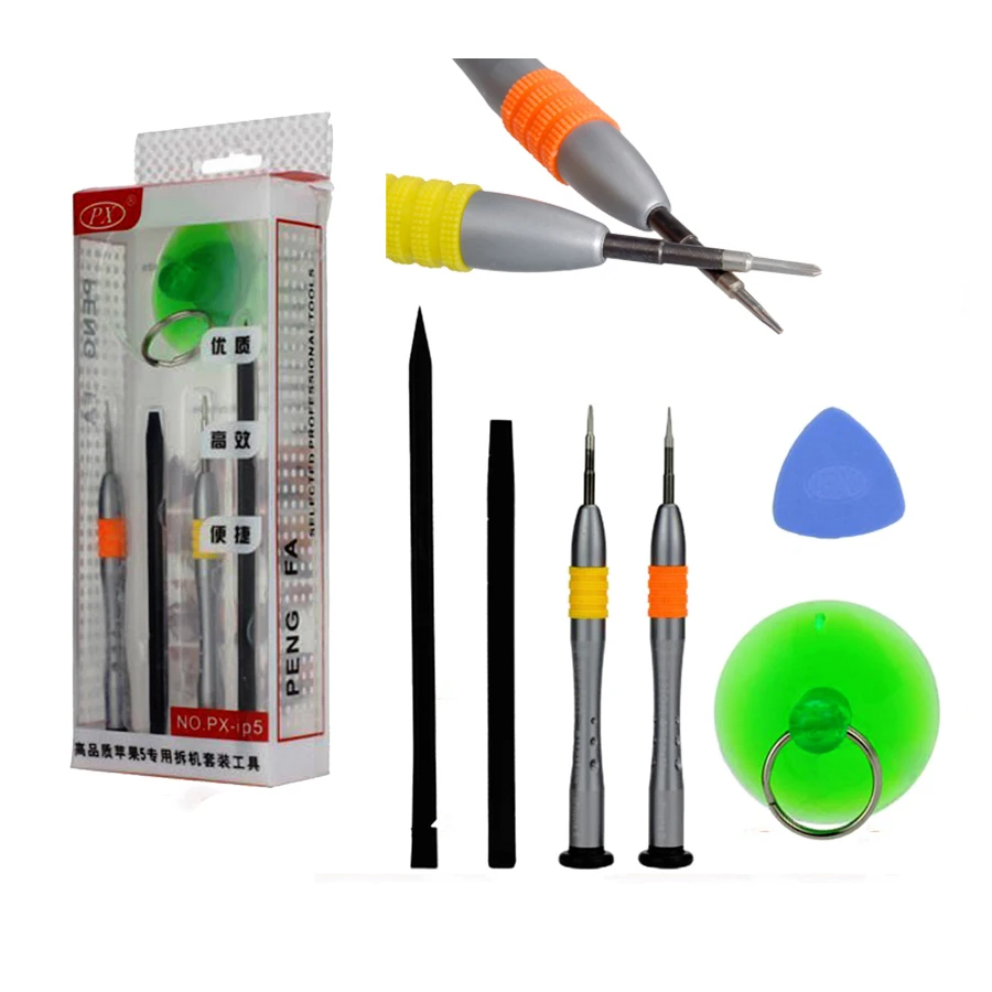 

PX-ip5 6 in 1 Professional screw driver Set Repair Openning tools include pening Suction Star Pentalobe Torx For iphone 4 5