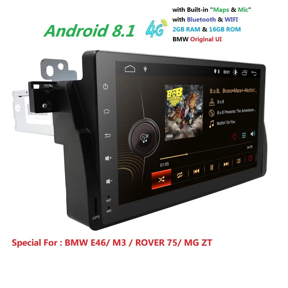 

9" 4QuadCore 2+16 Android 8.1 IPS screen Car GPS Autoaudio Radio Player for BMW 3 Series E46/M3 DTV SWC RDS DVR Mirror Link Navi
