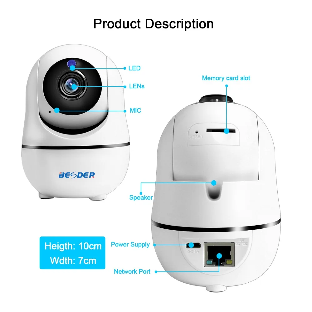 BESDER HD 1080P 720P Домашняя безопасность PTZ IP камера Wi Fi беспроводная мини Аудио Wifi