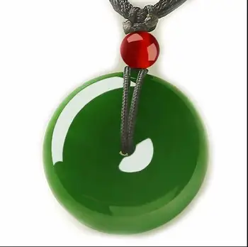 شراءالطبيعية الخضراء HeTian اليشم جاسبر السلام مشبك النعم الميمون محظوظ المعلقات قلادة مجانية شهادة عشاق المجوهرات