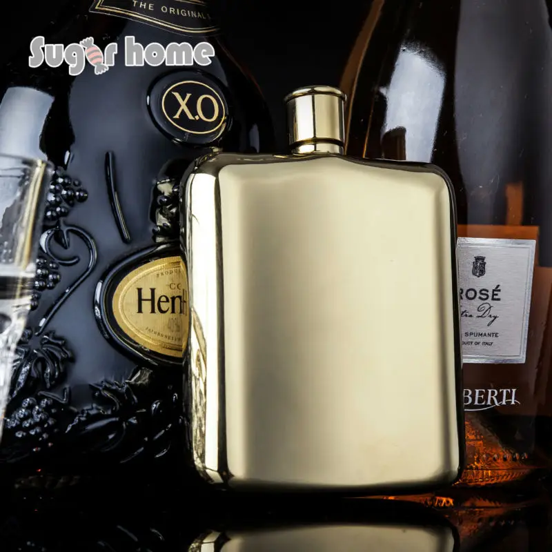 

Mealivos fashion gold 6 oz 304 Stainless Steel Hip Flask Alcohol Liquor Whiskey vodka Bottle gifts wine pot drinkware
