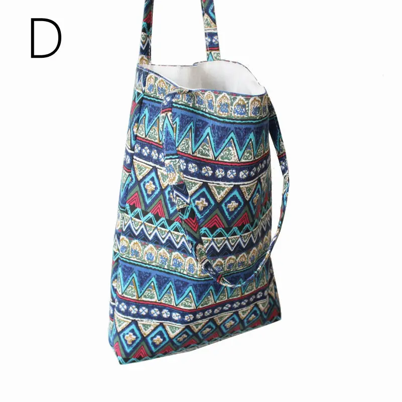Многоразовая хозяйственная сумка эко женская сумка складная сумка для пляжа Повседневная сумка через плечо с цветочным принтом Повседневная Холщовая Сумка-тоут - Цвет: D