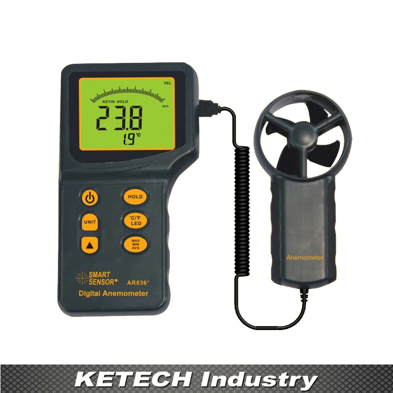 AR836 Handheld Digital Anemometer Wind Speed Meter 0.345m/sin Speed