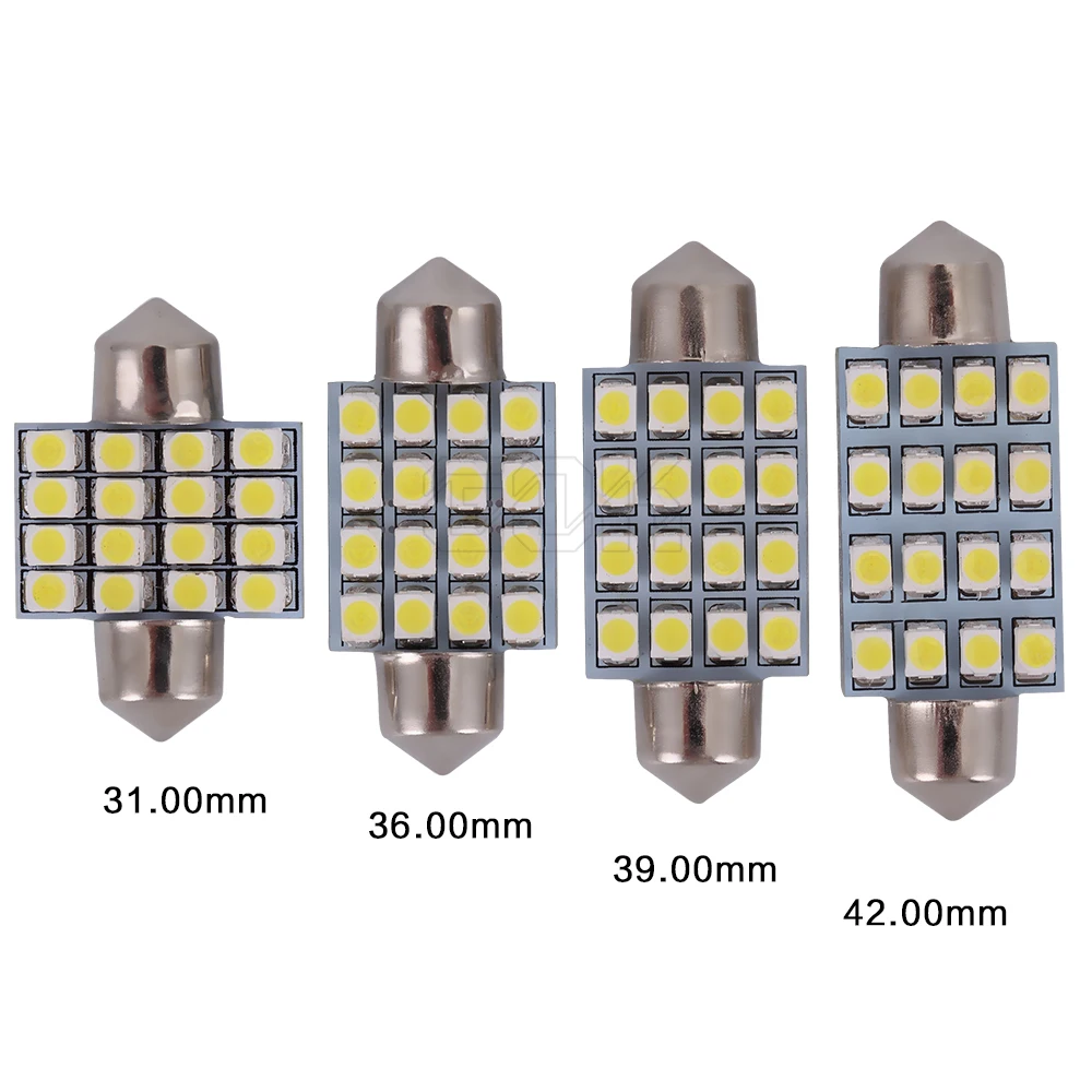 50 шт./лот Светодиодная лампа для внутреннего освещения Festoon 16SMD Led 1210 3528 c5w 36 мм 39 41 31