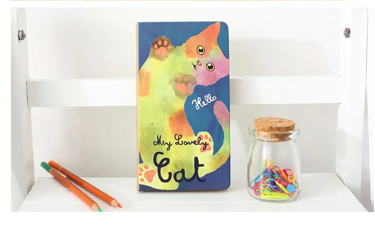Креативный А5 портативный мини блокнот в твердом переплете милый кот с чернилами, печатная тетрадь в твердой обложке, личный планировщик, дневник, записная книжка, канцелярские принадлежности