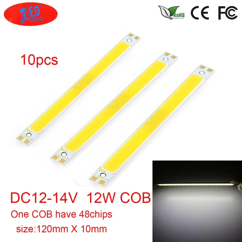 120 * 10mm COB LED light chip 12-14V high power 12W input smart IC no drive bulb flood projector 10 PCS) | Освещение