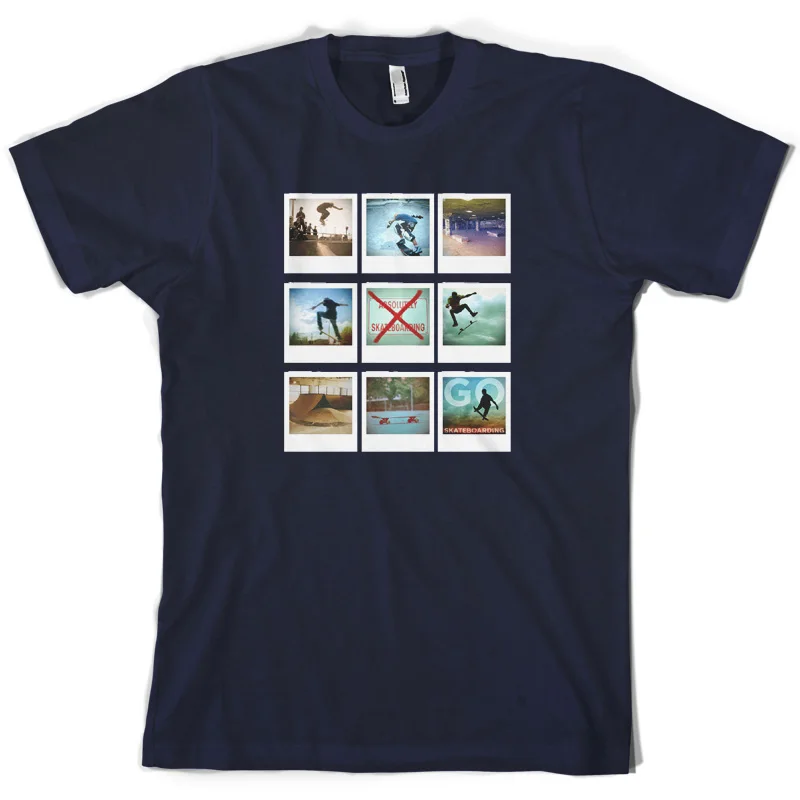 Go SkateboardER Photo Collage Мужская футболка скейтборд Скейтер печать мужская короткий