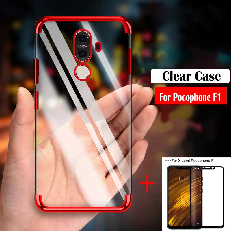 

Clear Case on For Pocophone F1 Case Plating Cover Soft Slim TPU Silicone Transparent cases For Xiaomi Pocophone F1 Poco f1 case