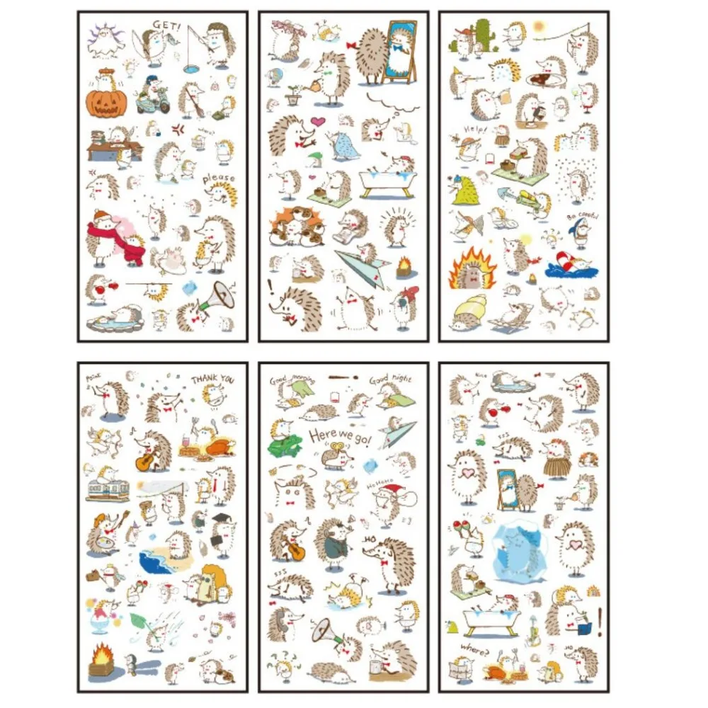 

6 pcs/pack Hedgehog Greetings Decorative Stationery Stickers Scrapbooking DIY Diary Album Stick Lable