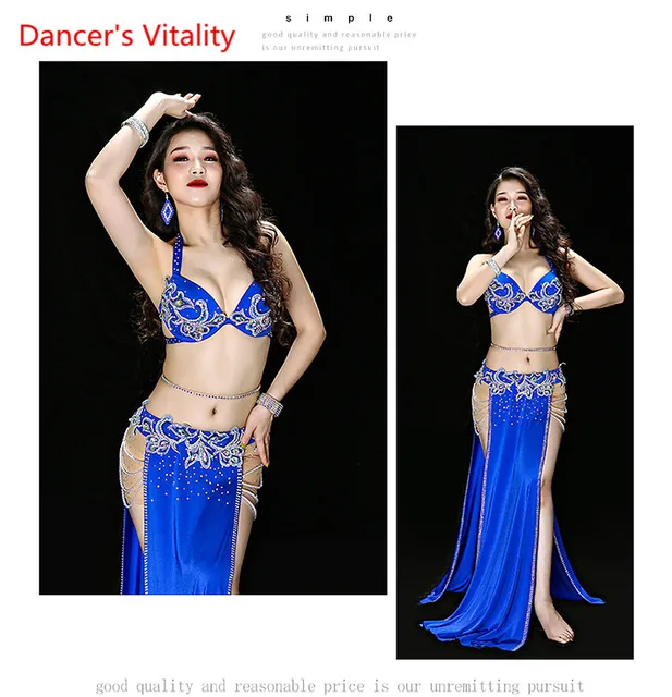 Nueva colección de traje de danza Oriental con sujetador Sexy + falda + cinturón + ropa interior traje de competición de baile - Imagen 4