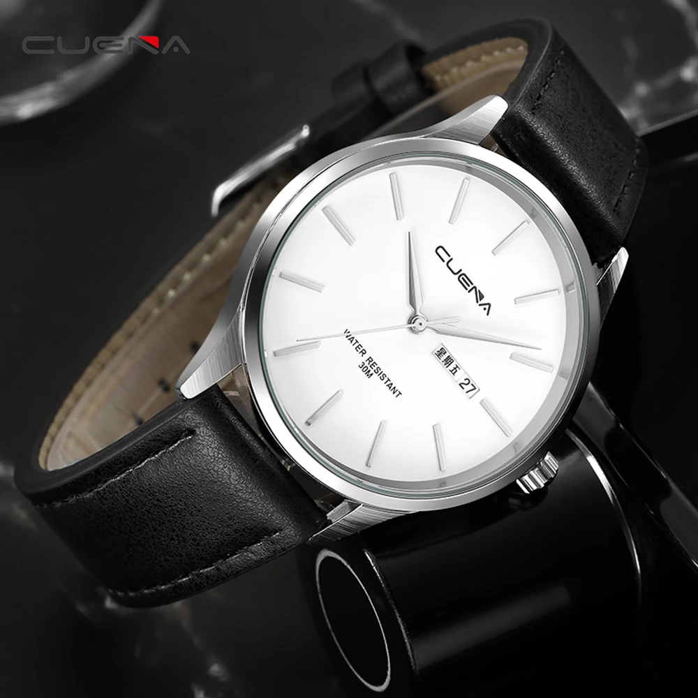 CUENA Men's Watches are Fashionable Top Brand Luxury Male Clock Quartz Watch Men Waterproof Leather Strap Silver Wristwatch 2018 CUENA Men's Watches are Fashionable Top Brand Luxury Male Clock Quartz Watch Men Waterproof Leather Strap Silver Wristwatch 2018