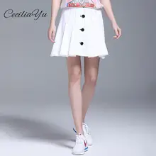 Юбки Женские Ceciliayu новые цельные украшения на пуговицах хит цвет линия Однорядная Кнопка A-word юбка плиссированная короткая юбка