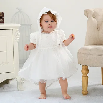 

3Pcs White Flower girls Infant Dress Princess Baby Christening Dress Baptism 1st Birthday Wedding Dresses kid Girl party clothes