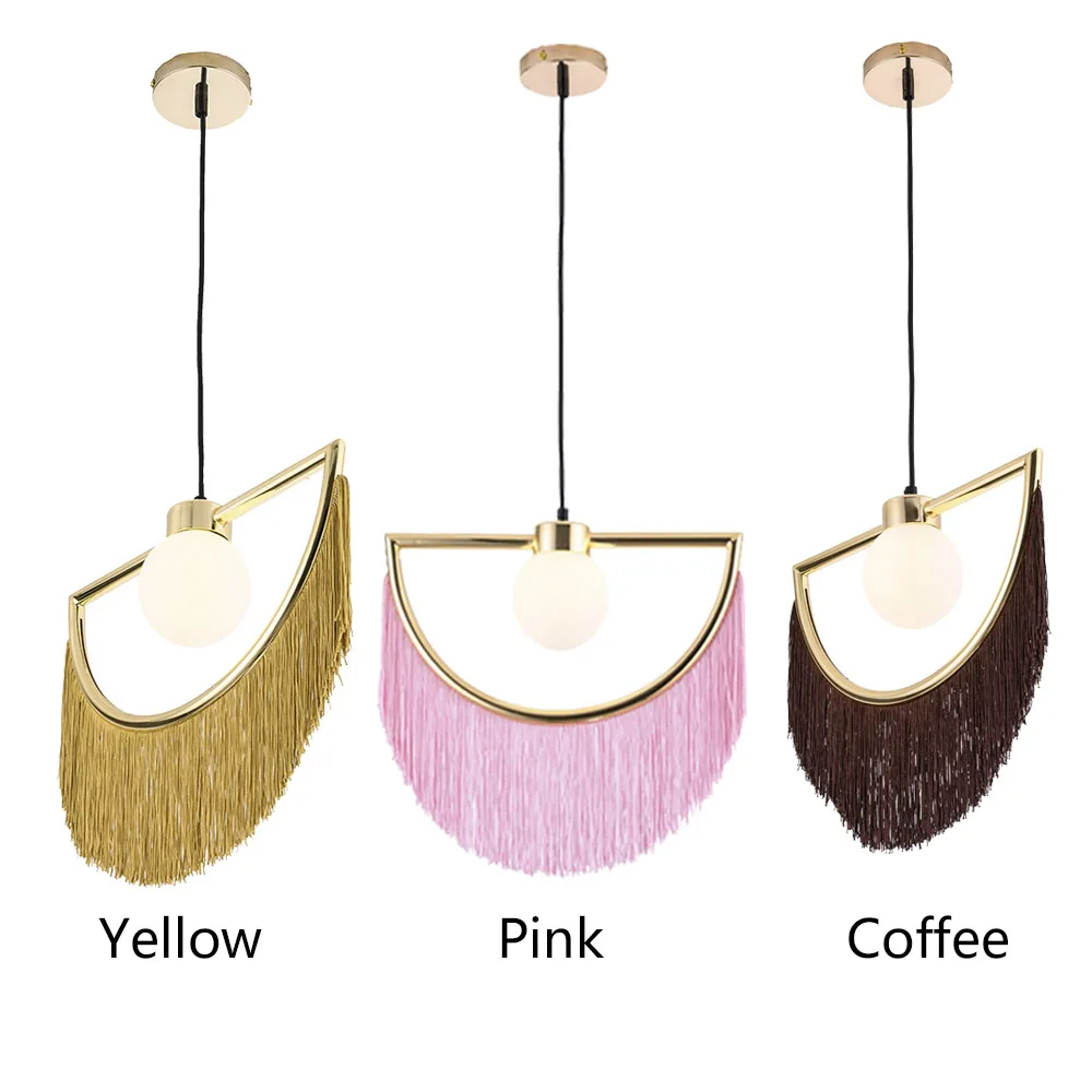 

Nordic postmodern tassel Pendant Light luxury hotel restaurant Dinning kitchen room living room Wedding paty art hanging lamps