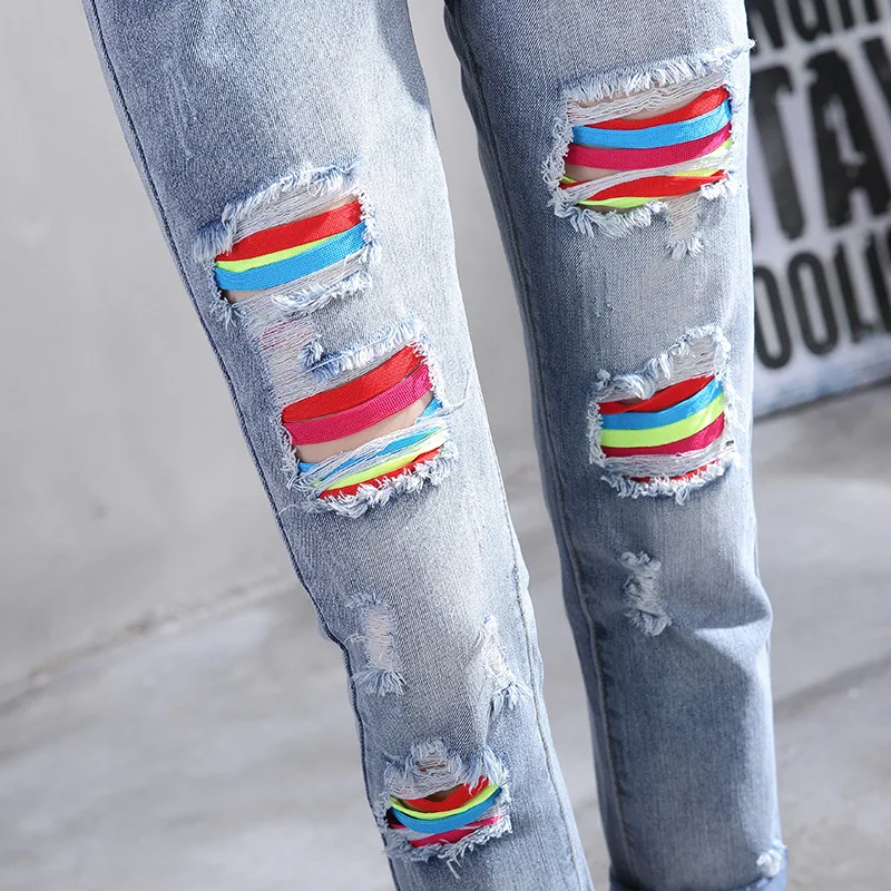 rainbow ripped jeans