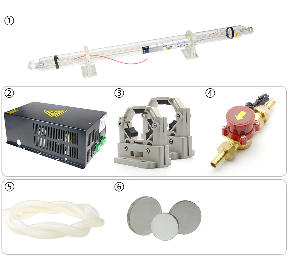 CO2 лазерная трубка WT-1450 100 Вт+ лазерный источник питания HY-120W+ держатель трубки+ датчик воды+ Кремниевая трубка+ фокусировка объектива+ отражающее зеркало