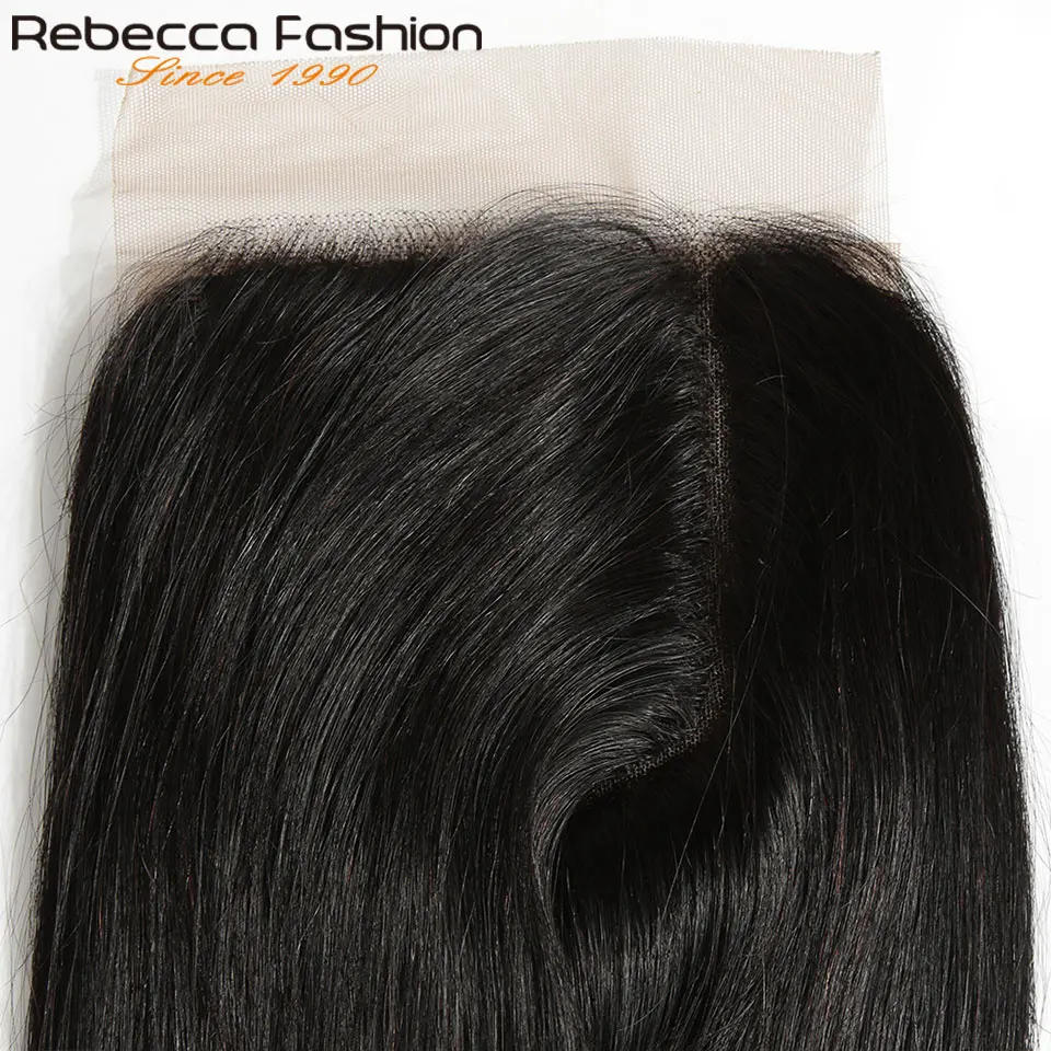 Rebecca remy hair 5*6 Lace Closure L глубокая Часть Кружева Закрытие перуанские прямые человеческие волосы Закрытие с волосами младенца 10-20 дюймов