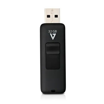 

V7 VF232GAR-3E, 32 GB, USB Type-A, 2.0, 15 MB/s, Slide, Black