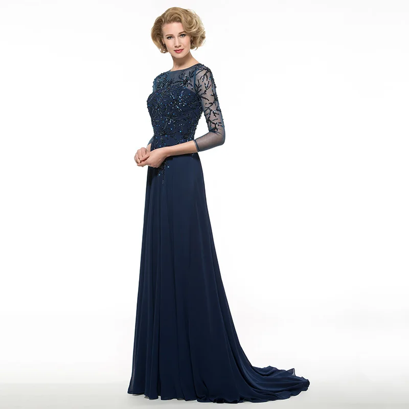 Элегантное платье Dressv с круглым вырезом и рукавами 3/4 женское длинное вечернее на