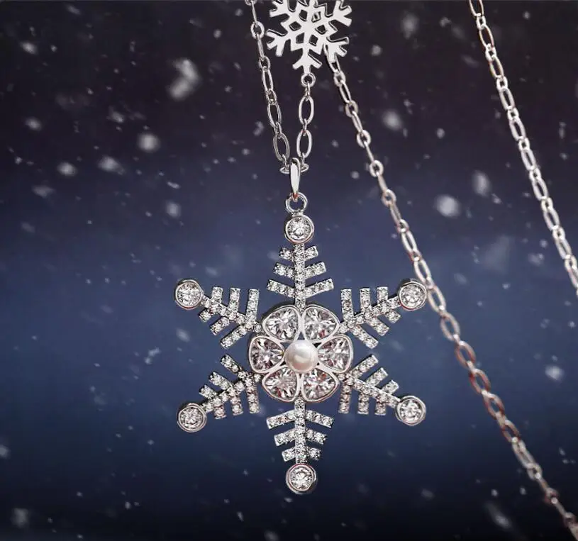 Женская цепочка с кулоном в виде снежинки фианитом|chain necklace|fashion necklacenecklace a |