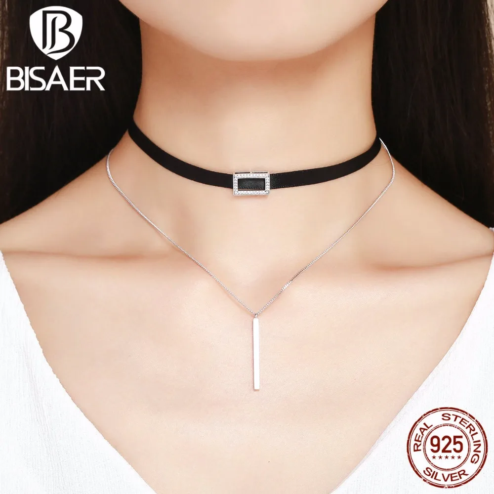 Authentic 100% 925 Sterling Silver Black Lace Choker Link Chain Short Sexy Gothic Necklace Women Femme Collar Fashion Jewelry Authentic 100% 925 Sterling Silver Black Lace Choker Link Chain Short Sexy Gothic Necklace Women Femme Collar Fashion Jewelry
