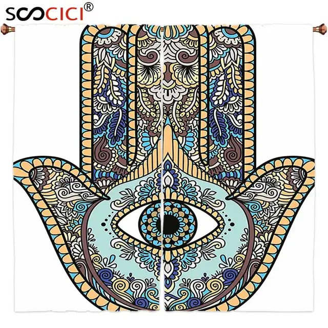 Gordijnen Behandelingen 2 Panelen, Hamsa Hand van Fatima Religieuze ... Gordijnen Behandelingen 2 Panelen, Hamsa Hand van Fatima Religieuze ...