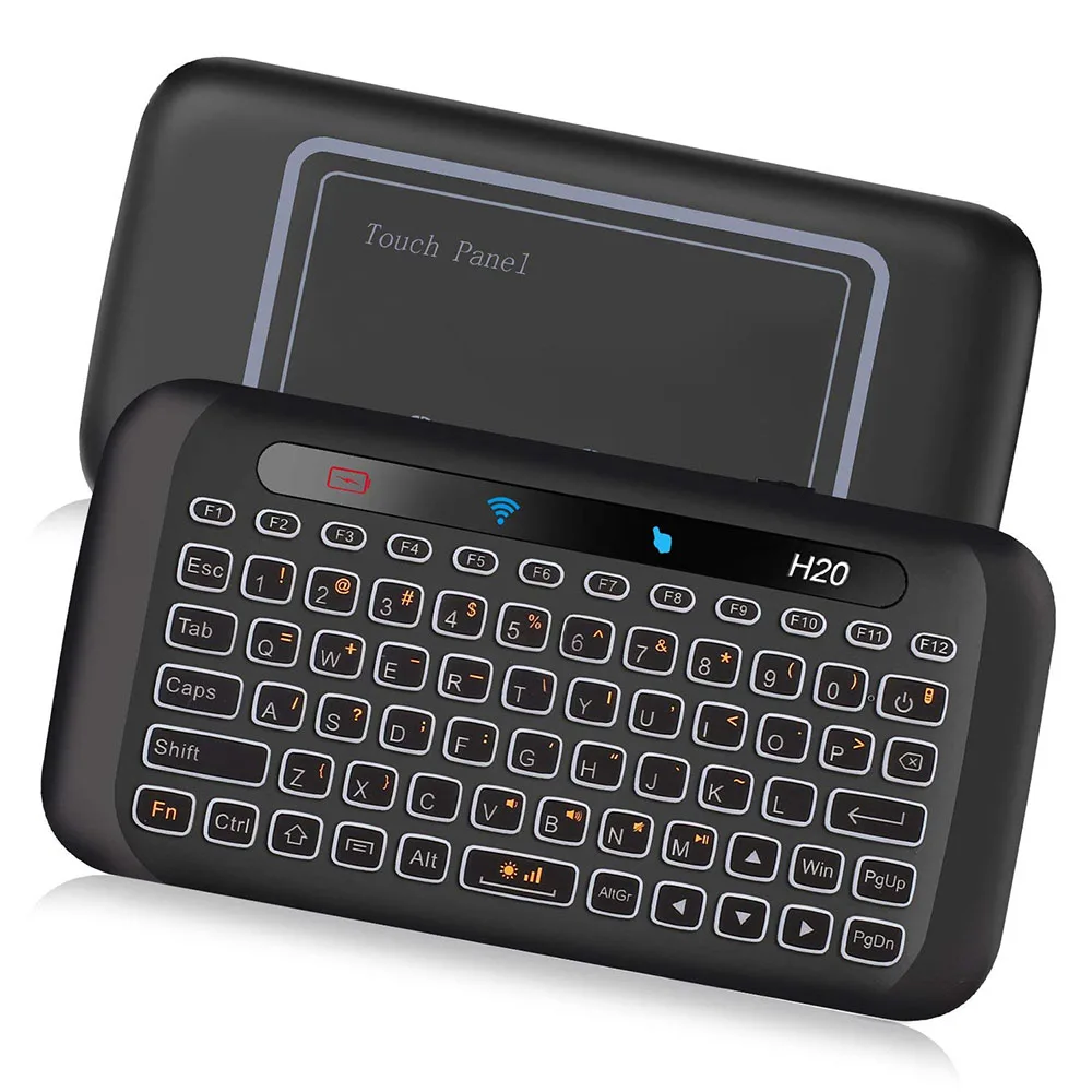 2.4Ghz Mini Wireless Keyboard With Touchpad Mouse Combo 7 Color Adjust Auto Rotation Touch Panel
