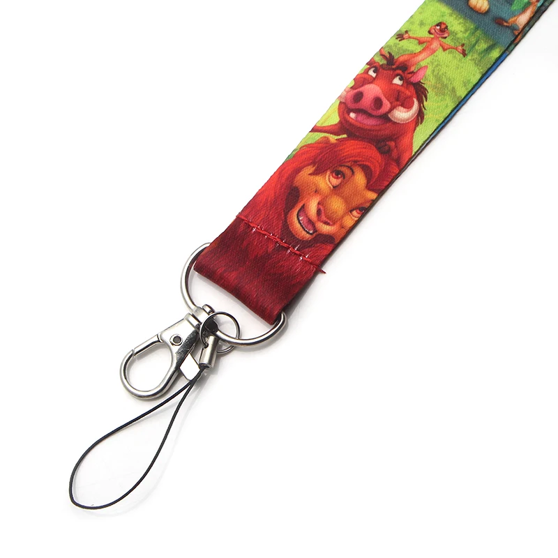 Lion king cartoon lanyards for keys in mobile phone straps necklace card holders webbing ribbons keychains rope accessory E0474