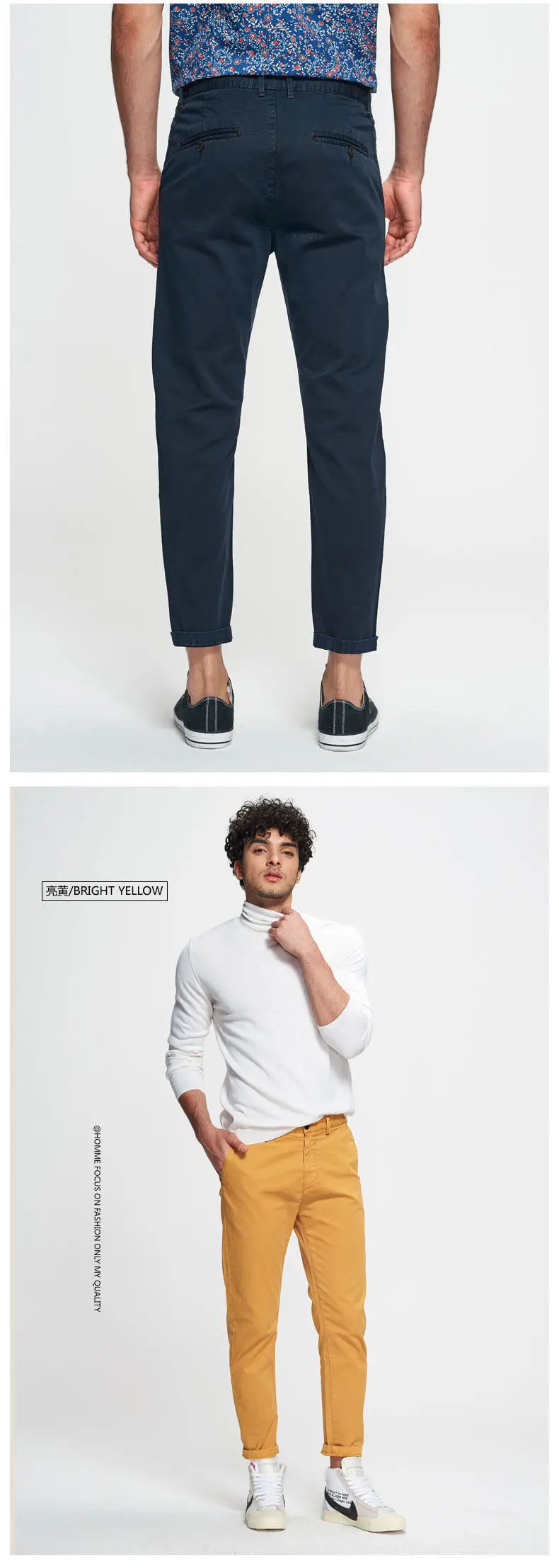 Fashion Pants Men Quality Cotton Pencil Pants Male Washed Slim Fit Pants Mens Trousers Korean Brand MuLS Casual Straight Pant 08