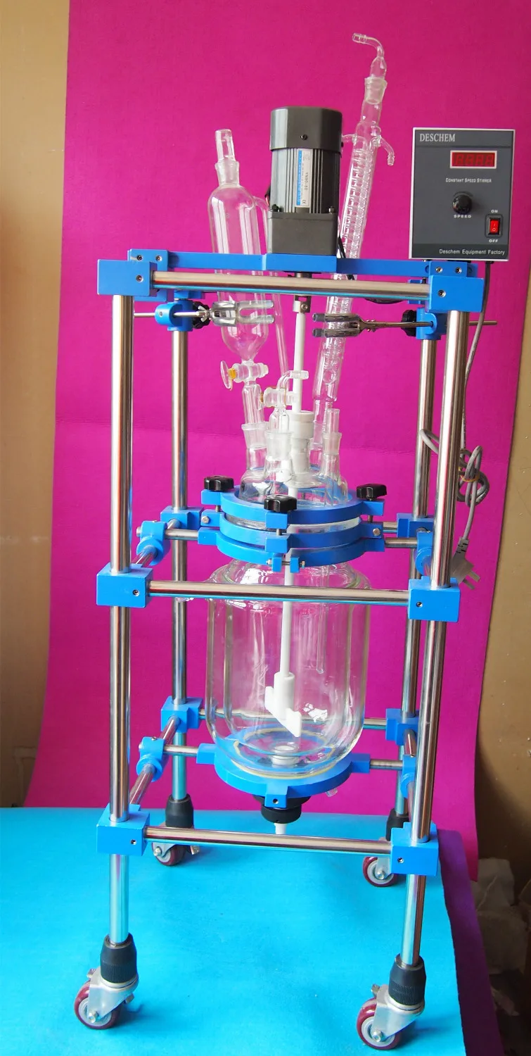 5000ml,Jacketed Glass Reaction Kettle,5L Cylindrical Reactor Vesselin Flask from Office