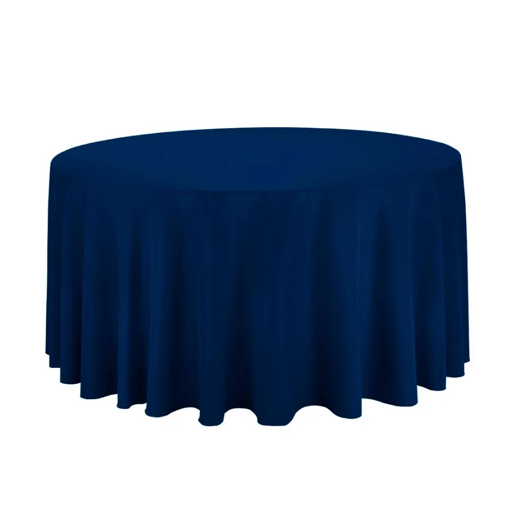 10pcs Navy Blue Round 90" Polyester Tablecloth For Wedding Party