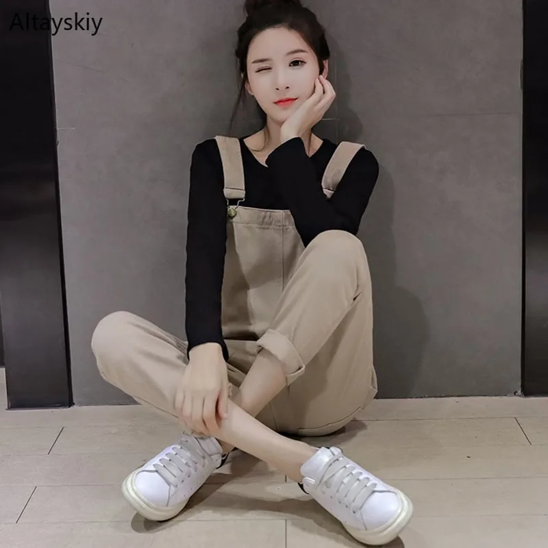 

Jumpsuits Women Denim Solid Simple All-match Korean Style Leisure Daily Pockets Jumpsuit Womens Soft Trendy Playsuit Chic New