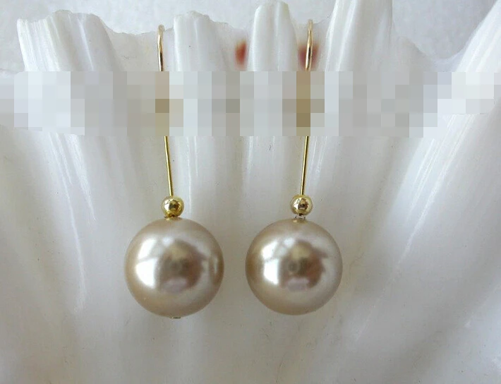 

hot sell new - free shipping 00261 round south sea shell pearl dangle earrings