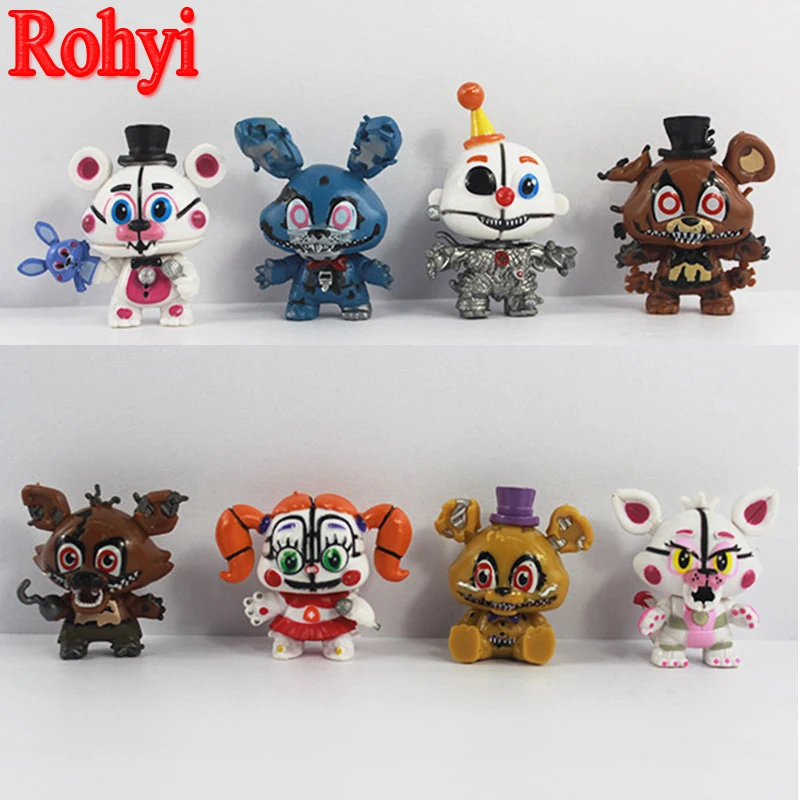 

Rohyi 8pcs/lot New Five Nights At Freddy's action Figures Cartoon Animals Fazbear Bear Foxy Toy Figures FNAF Toys Set Gifts