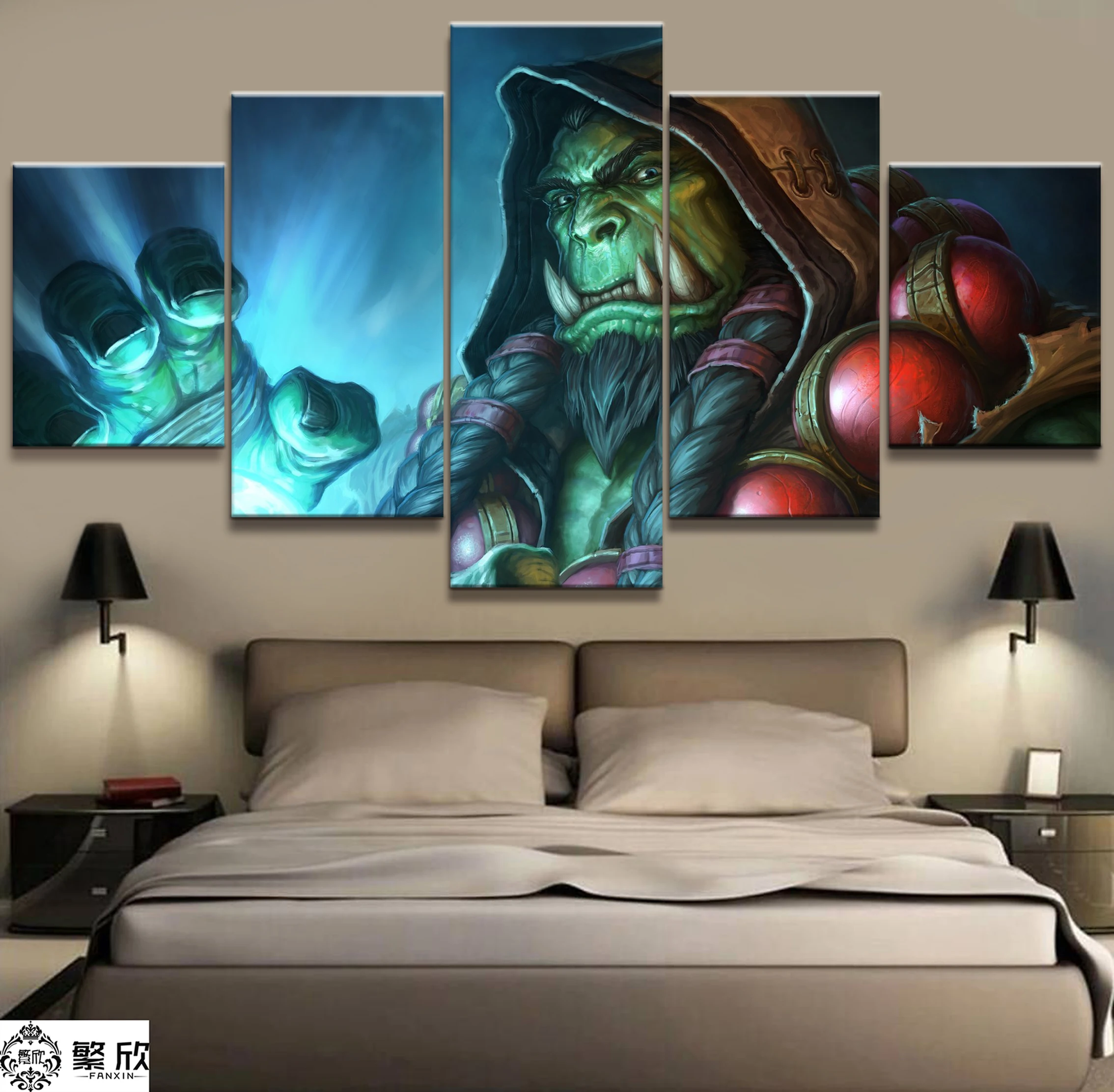 

5 Piece Video Game WOW Warcraft DOTA 2 Painting Poster Decorative Mural Art Room Wall Decor Canvas painting wholesale