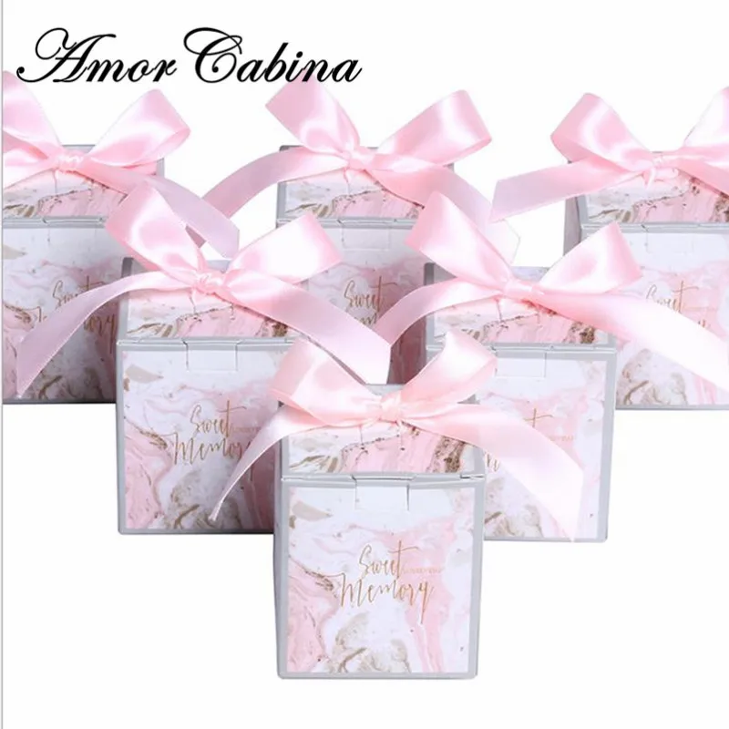 50 шт. Европейский Креативный розовый мраморный стиль квадратная коробка свадебный подарок сумка коробка шоколадных конфет для подарочных коробок на свадебную вечеринку