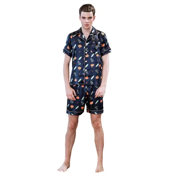 

Casual Male Short Sleeve Sleep Set Loose Print 2pcs Sleepwear Summer Men Pajamas Suit New Shirt&shorts Pyjamas Novelty Nightwear