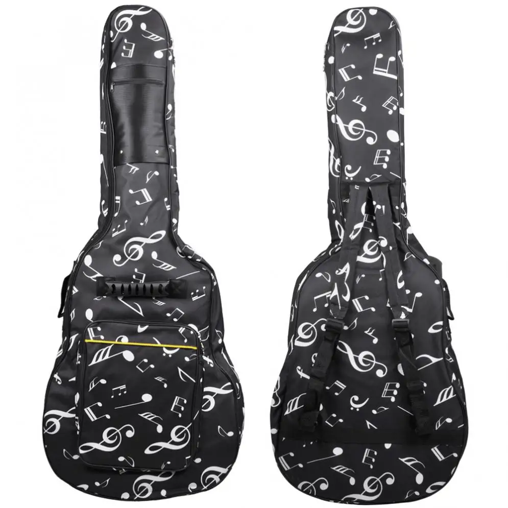 

40/41 Inch Musical Note Folk Acoustic Guitar Case Gig Bag Double Straps Canvas Pad 10mm Thickening Cover Waterproof Backpack