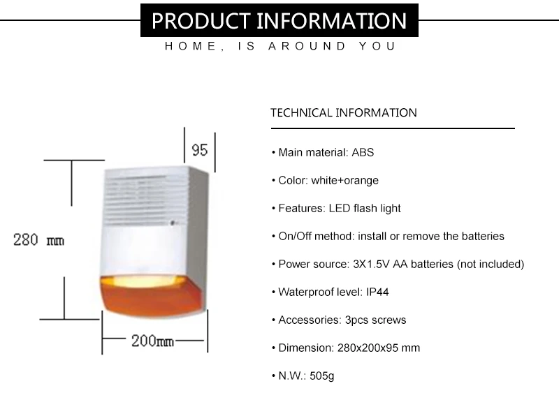 Strobe ao ar Livre à Prova Água com Flash de Luz Alerta de Segurança em Casa Sistema de Alarme Fack Alarme Sirene Vermelha Led Infravermelho Anti-roubo d' 6 À Prova D' Água Com Flash de