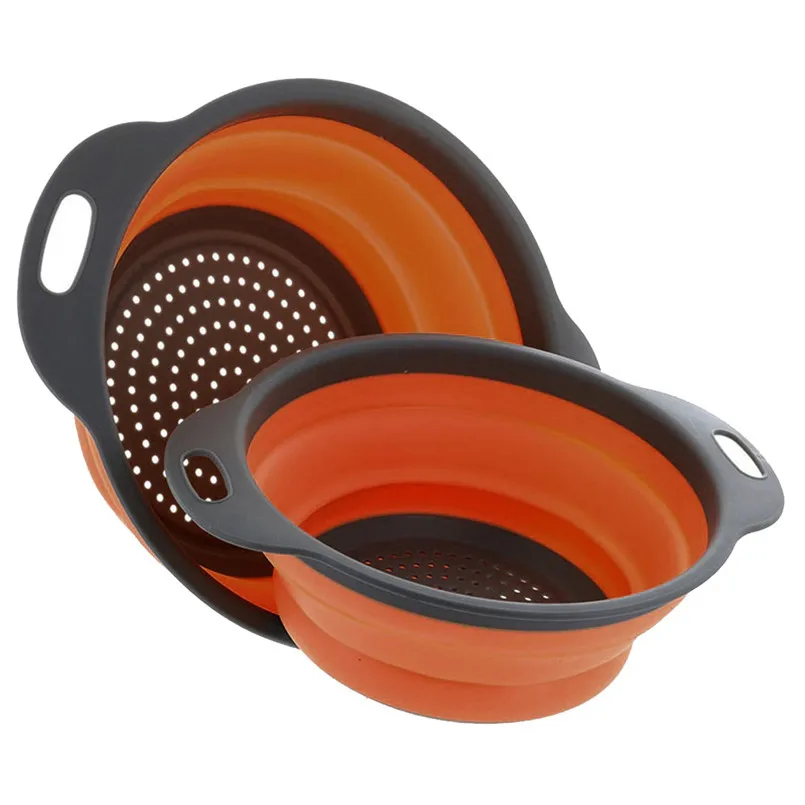 

S Creative Foldable Silicone Colander Fruit Vegetable Washing Basket Strainer Collapsible Drainer With Handle Kitchen Tool30AP10