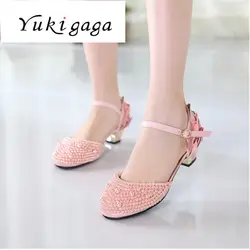 Yukigaga/кожаная детская обувь на высоком каблуке для девочек, принцессы b17a