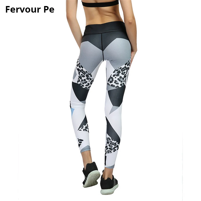 Новый Для женщин брюки Леопардовый Сращивание Леггинсы для бега Открытый дышащий подъема хип спортивные Для женщин леггинсы K18130